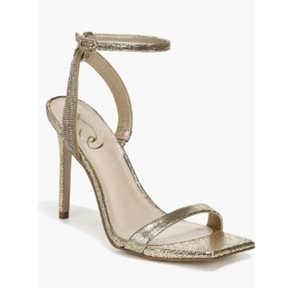 Sam Edelman Ophelia Gold Open Toe Heels Sz. 6 - Picture 1 of 12